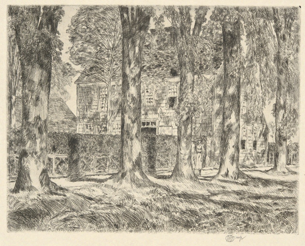 Village Elms, 1923 door Childe Hassam