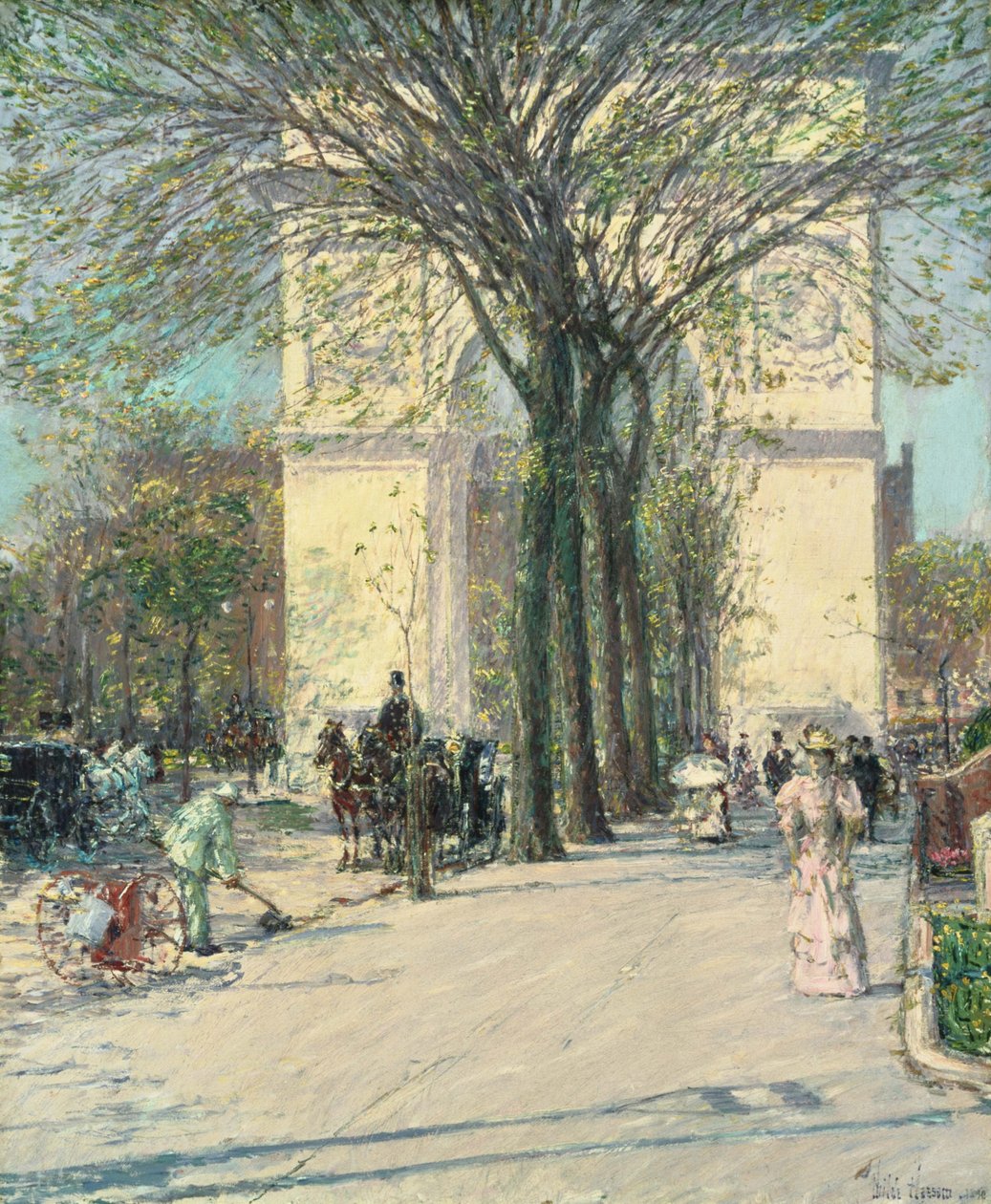 Washington Arch, lente door Childe Hassam