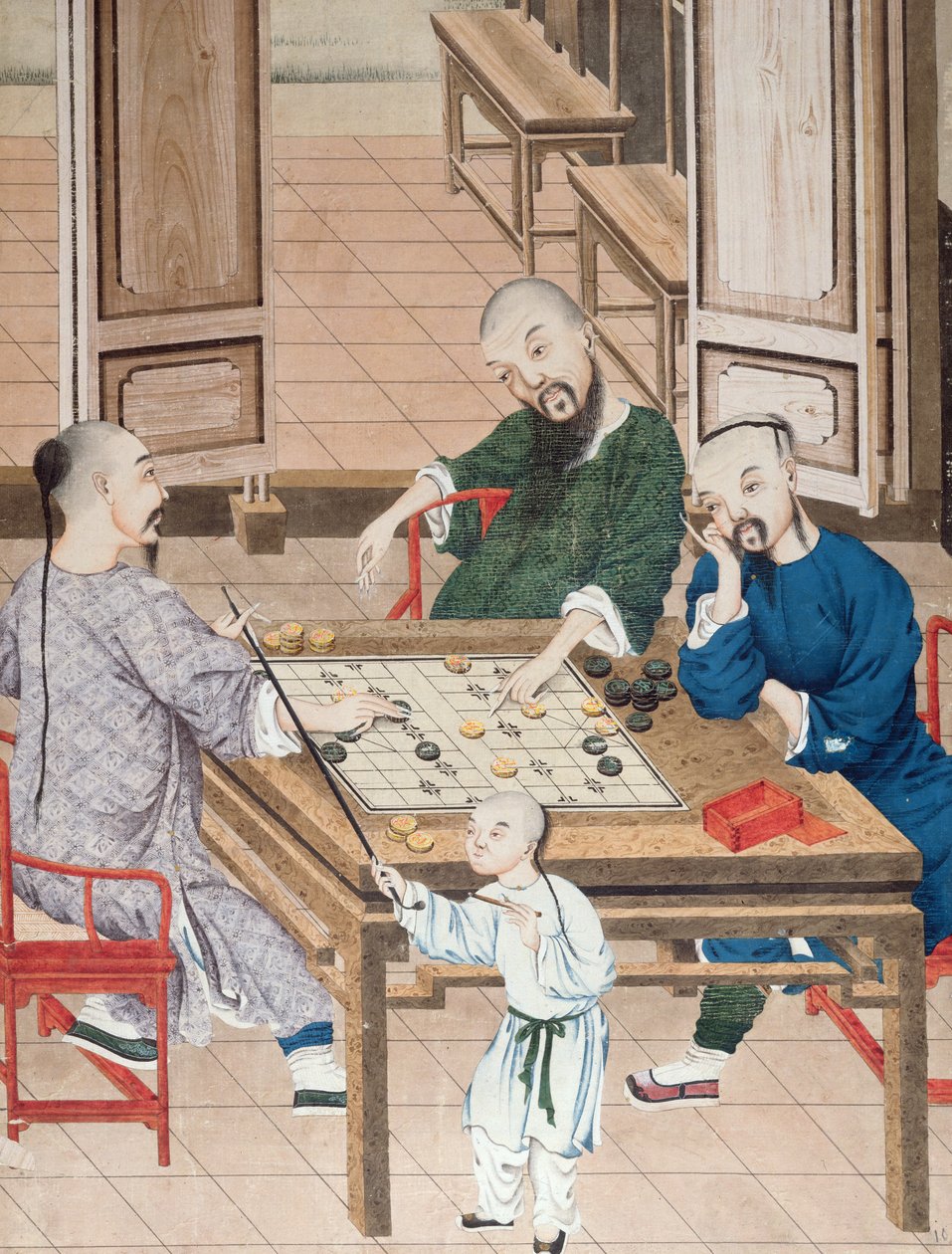 Een strategisch spel in China, eind 18e eeuw door Chinese School