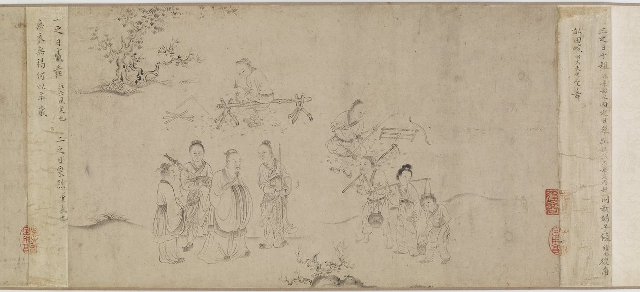 Illustraties van de zevende maand uit de Oden van Bin, Song-dynastie of Yuan-dynastie, midden 13e-midden 14e eeuw door Chinese School