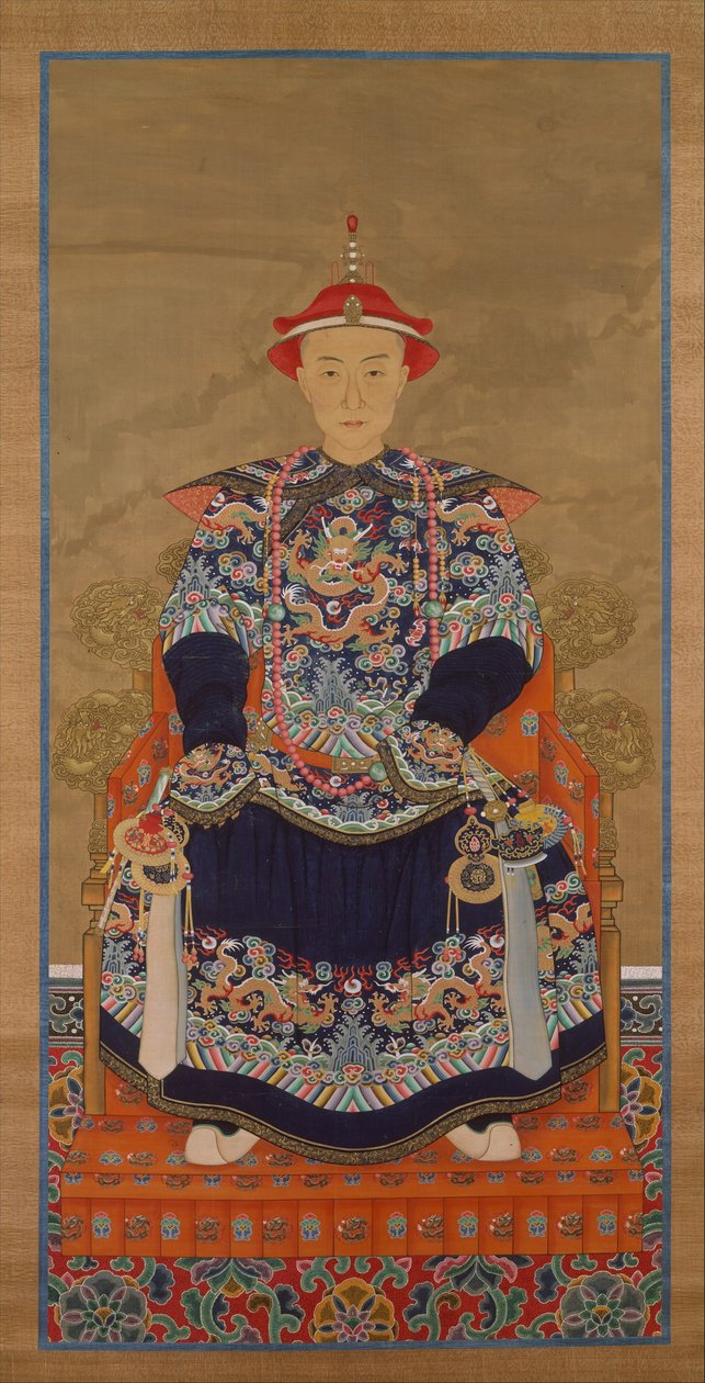 Portret van Keizer Qianlong als jonge man, Hangende Rol door Chinese School