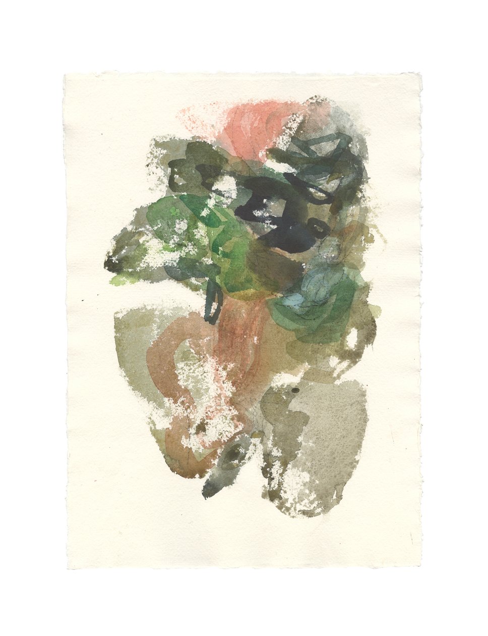 Abstracte compositie, organische serie, 2022 (aquarel, gouache  houtskool op 320gsm handgeschept aquarelpapier) door Ching Fun Tso