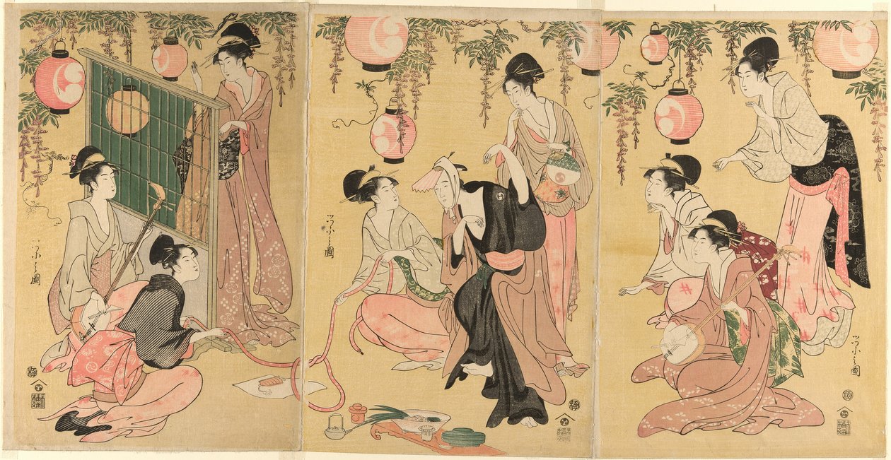 Een Parodie van Yuranosuke in de Plezierwijken (Mitate Yuranosuke yukyo) door Chobunsai Eishi