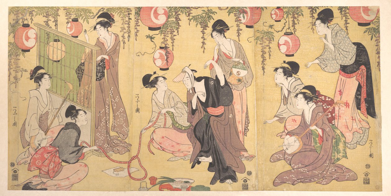 Een parodie op Yuranosuke in de rosse buurt door Chobunsai Eishi