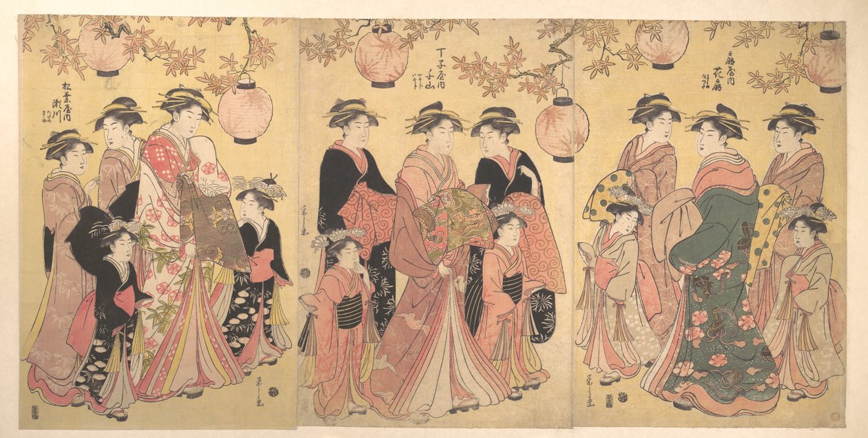 De Yoshiwara-optocht in de herfst door Chobunsai Eishi