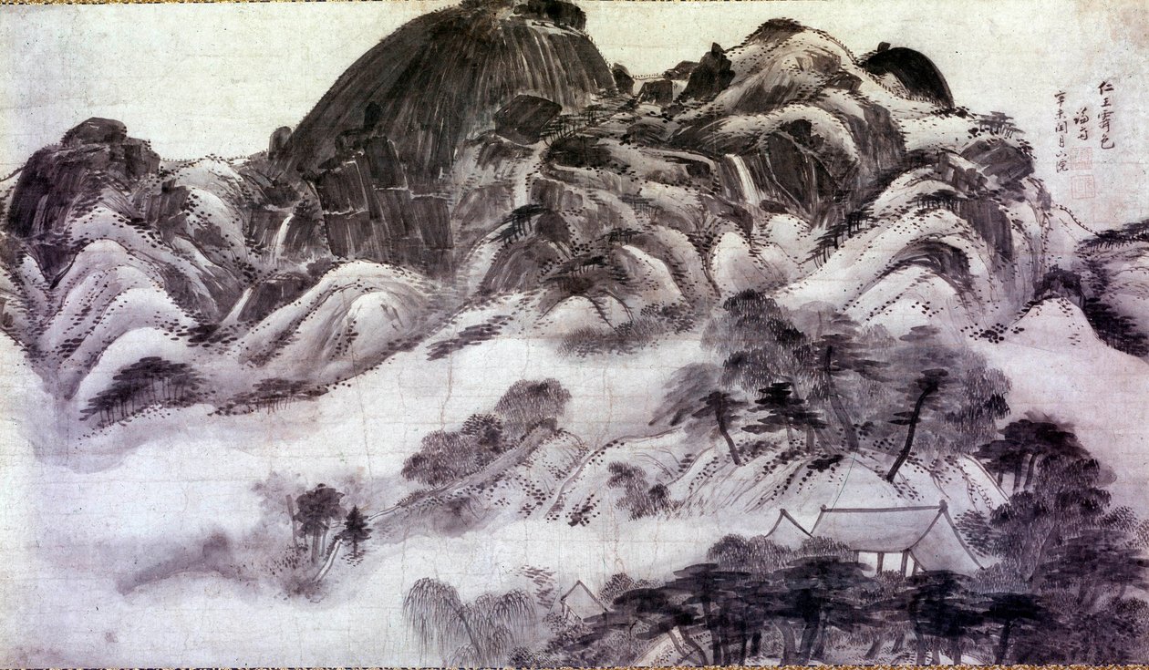Koreaanse kunst: Berg Inwang. Afdrukken door Chong Son (1676-1759). 18e eeuw door Chong Son