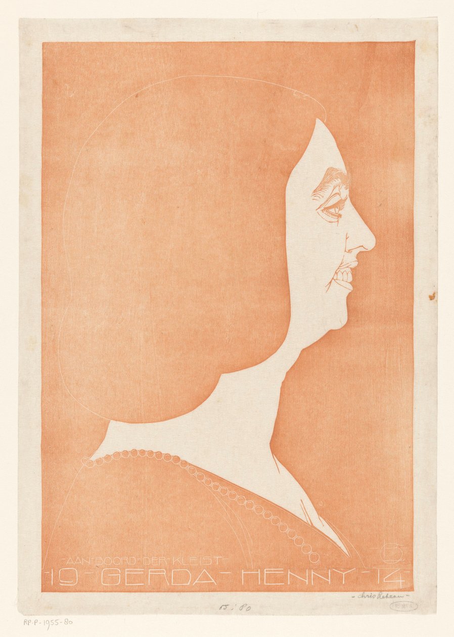 Portret van Gerda Henny door Chris Lebeau (signed by artist)