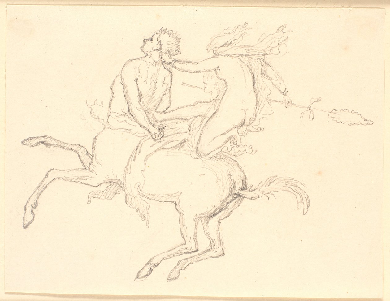 Bacchante zittend op de rug van een gebonden centaur. Pompejaans motief door Christen Købke