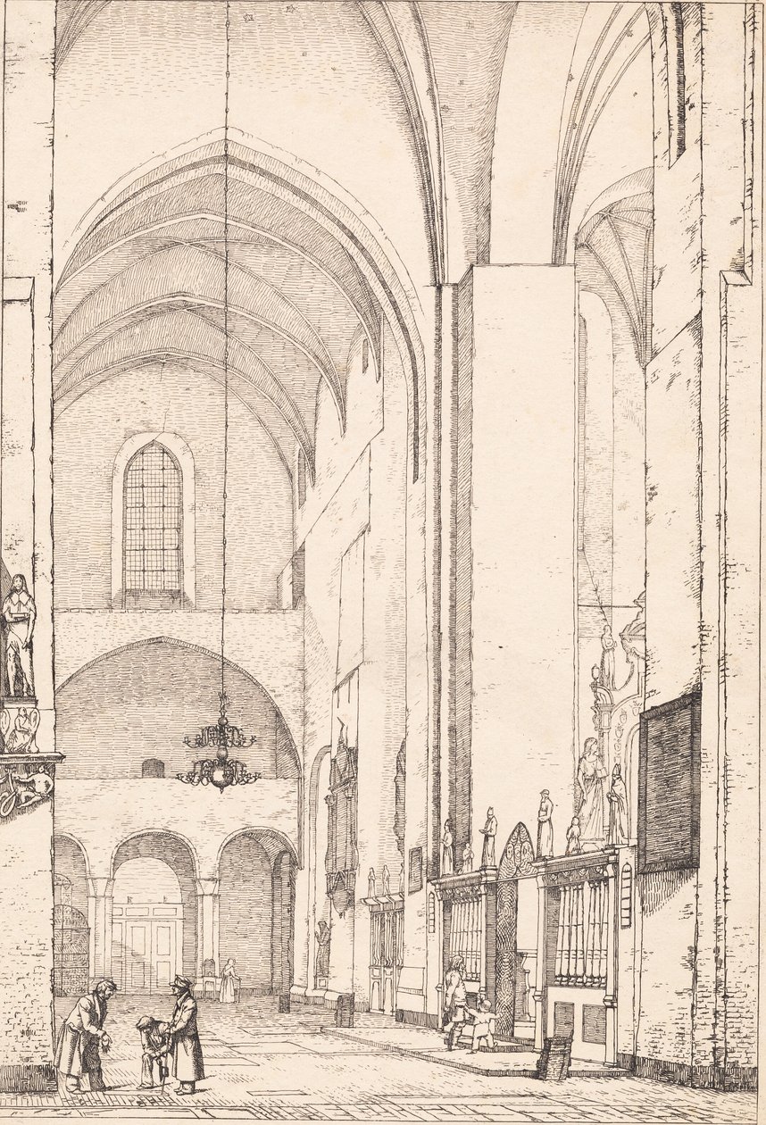 Deens: Prospectus van het interieur van het noordelijke dwarsschip van de kathedraal van Aarhus door Christen Købke