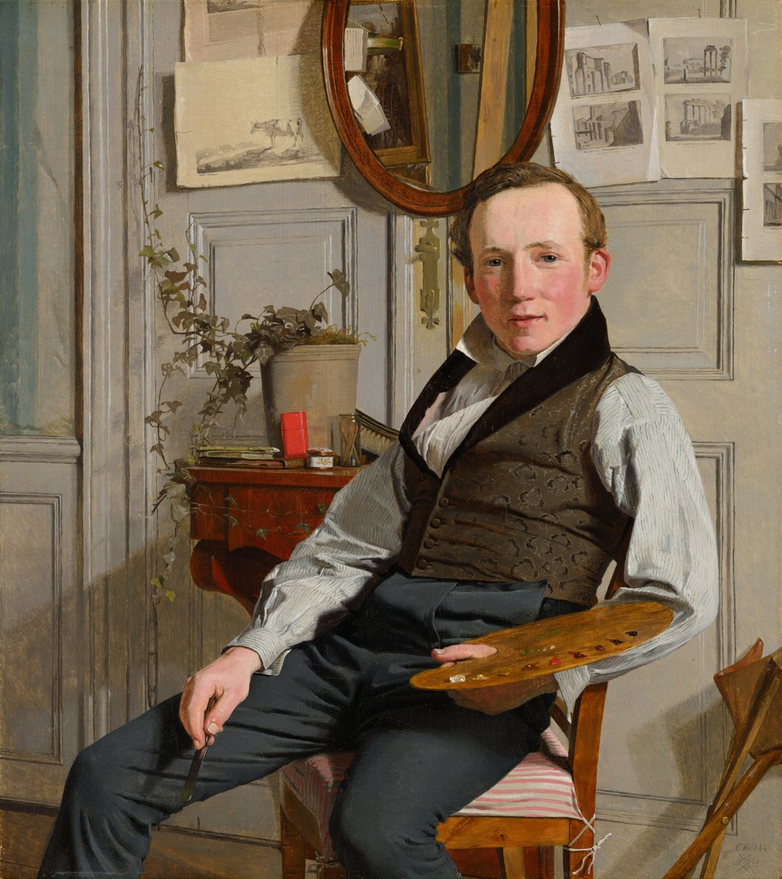 Dutch: Portret van de landschapsschilder Frederik Sødring Portrait of Frederik Sødring door Christen Købke