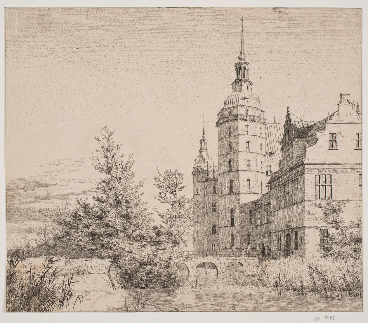 Frederiksborg Slot. Deel bij de Muntbrug door Christen Købke
