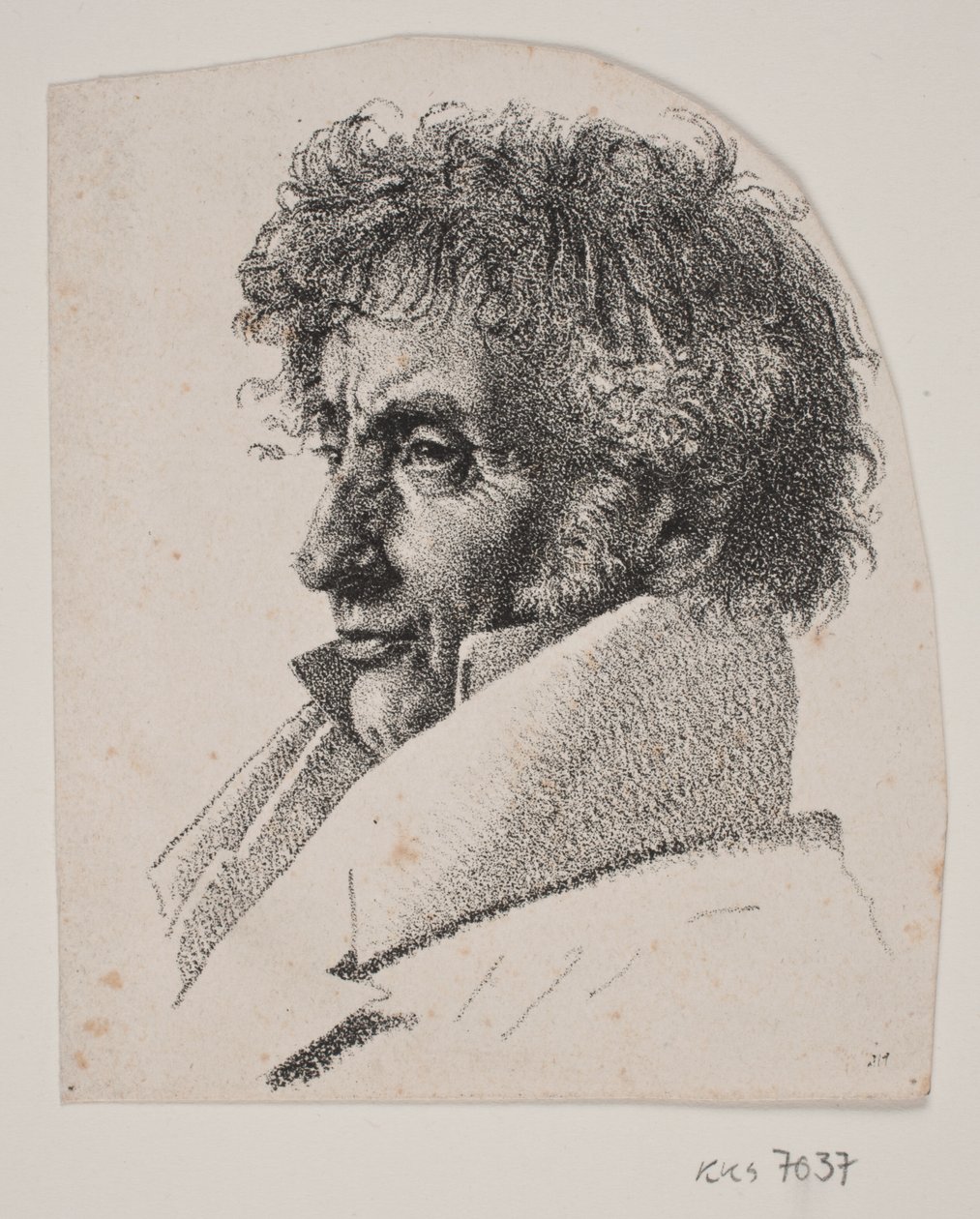 Portret van meesterbakker Købke; fragment uit: Blad met drie portretten: meesterbakker Købke, Sophie Krohn en N. Feilberg door Christen Købke
