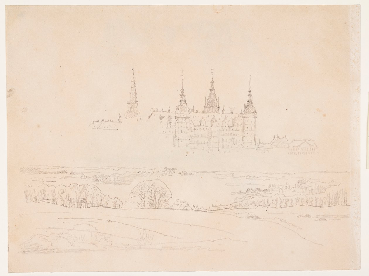 Studie voor Glyptotekets "Herfstlandschap. Frederiksborg Slot op de achtergrond" door Christen Købke