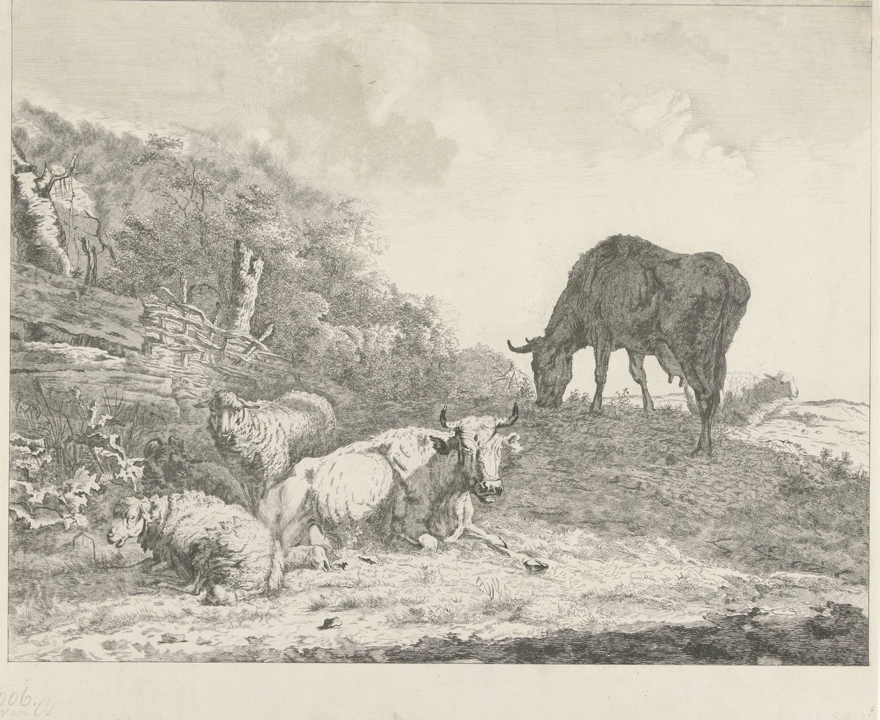 Landschap met vee door Christiaan Godfried Schutze van Houten