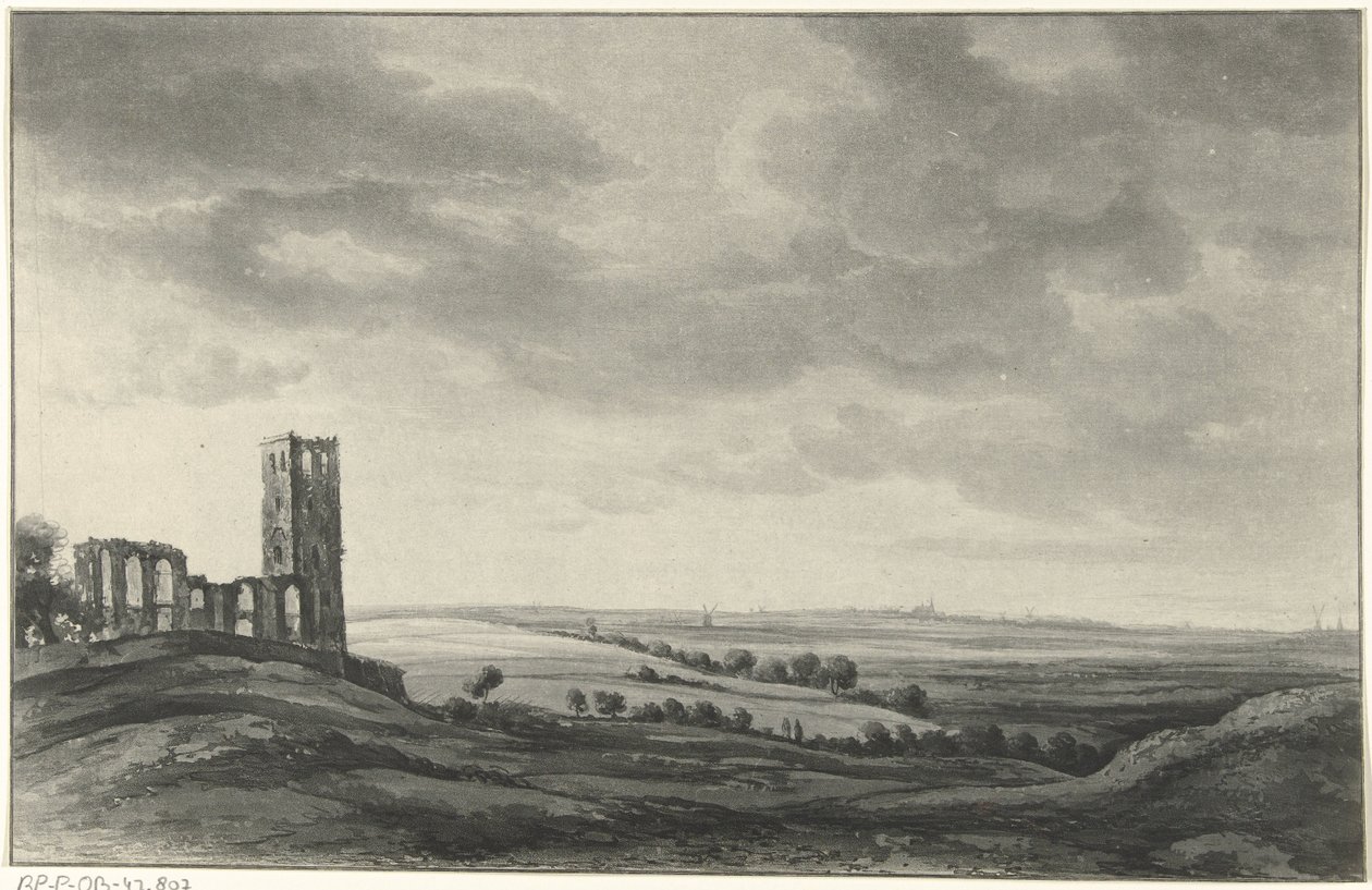 Landschap met ruïne door Christiaan Josi