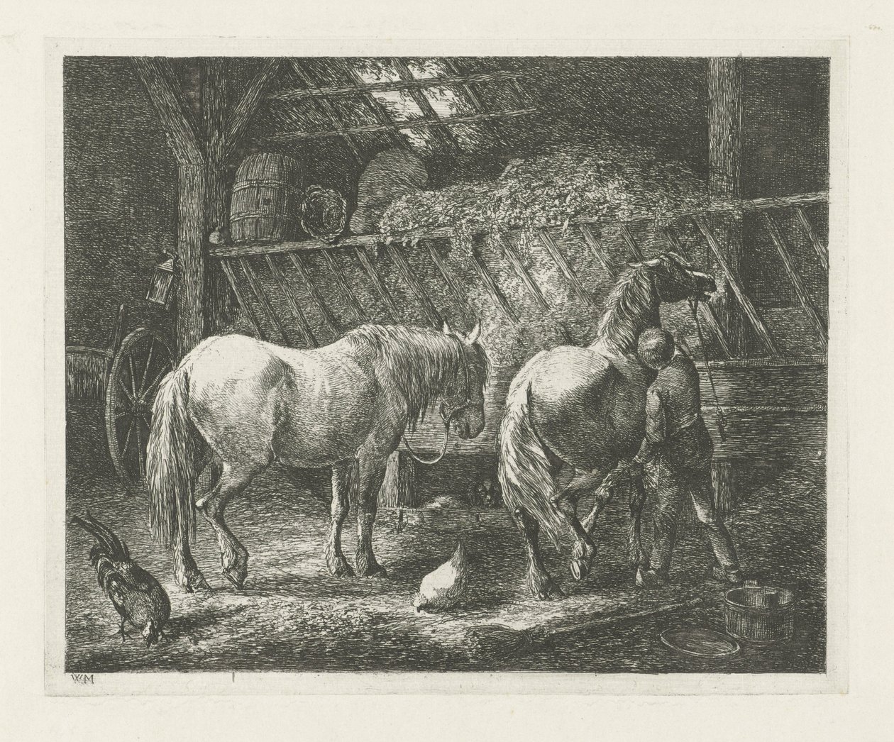 Stalinterieur met twee paarden door Christiaan Wilhelmus Moorrees
