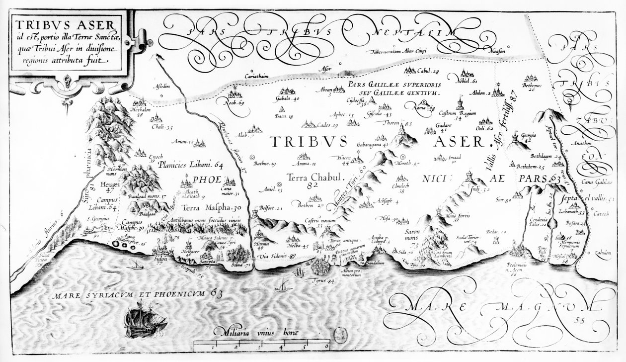 Kaart van de Stam van Aser, 1590 door Christian van Adrichom
