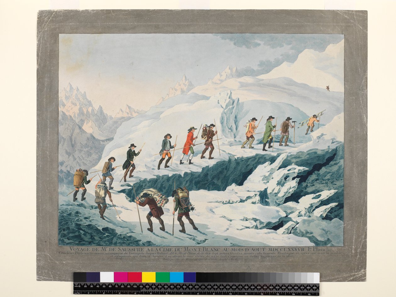 Valentine-Richards. Beklimming van de Mont Blanc door M. de Saussure in augustus 1787, c.1790 door Christian von Mechel