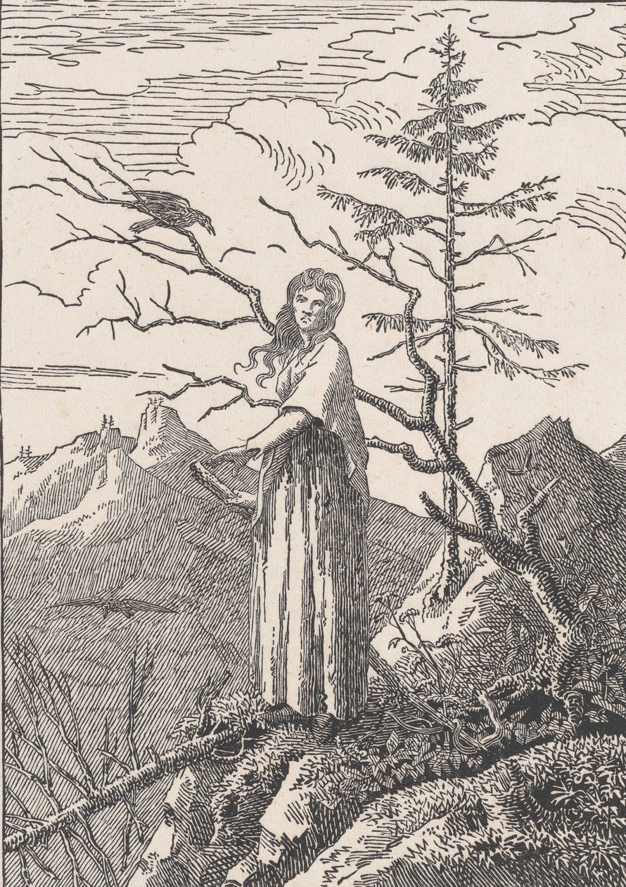 Vrouw met een Raaf, waarschijnlijk 1803 door Christian Friedrich