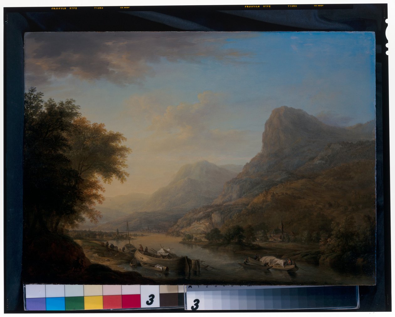 Bergachtig rivierlandschap door Christian Georg the Elder Schuetz