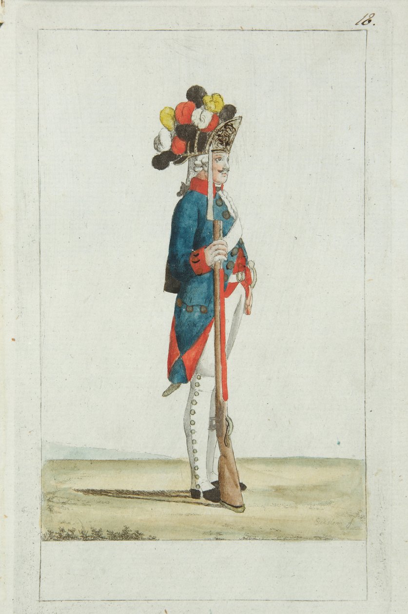 Grenadier van het Preobrazhensky Regiment door Christian Gottfried Heinrich Geissler