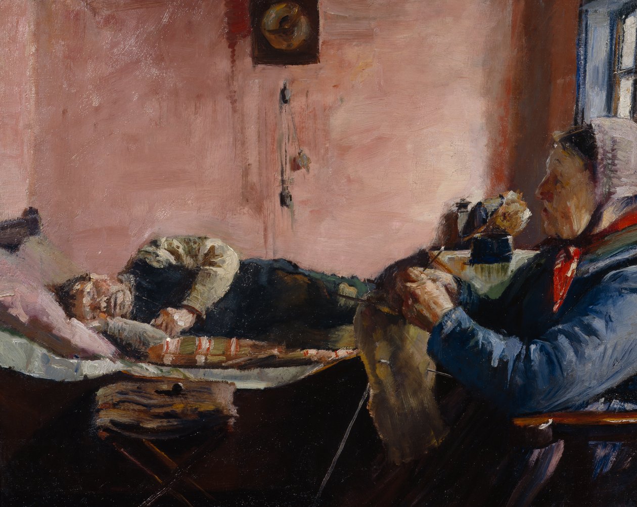 Interieur van een vissershuis in Skagen door Christian Krohg