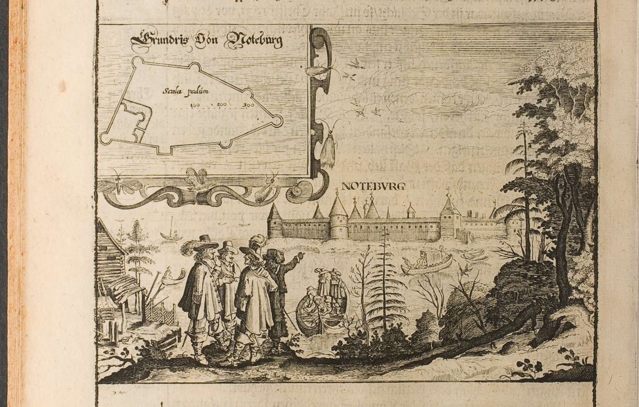 Nöteborg Illustratie uit Reizen naar de Grote Hertog van Muscovy en de Koning van Perzië door Adam Ol door Christian Lorenzen Rothgiesser