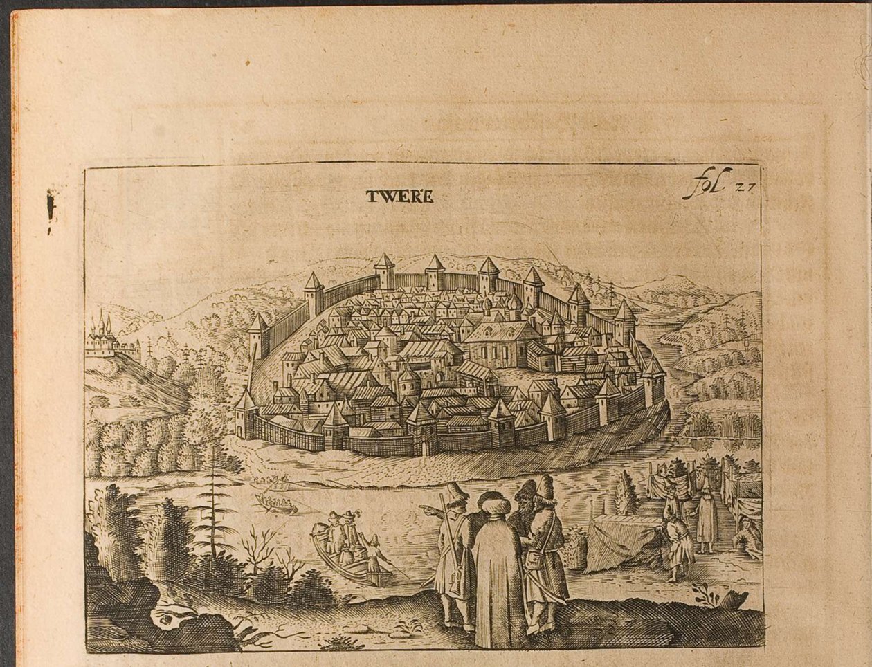 Tver Illustratie uit Reizen naar de Grote Hertog van Moskou en de Koning van Perzië door Adam Olearius door Christian Lorenzen Rothgiesser