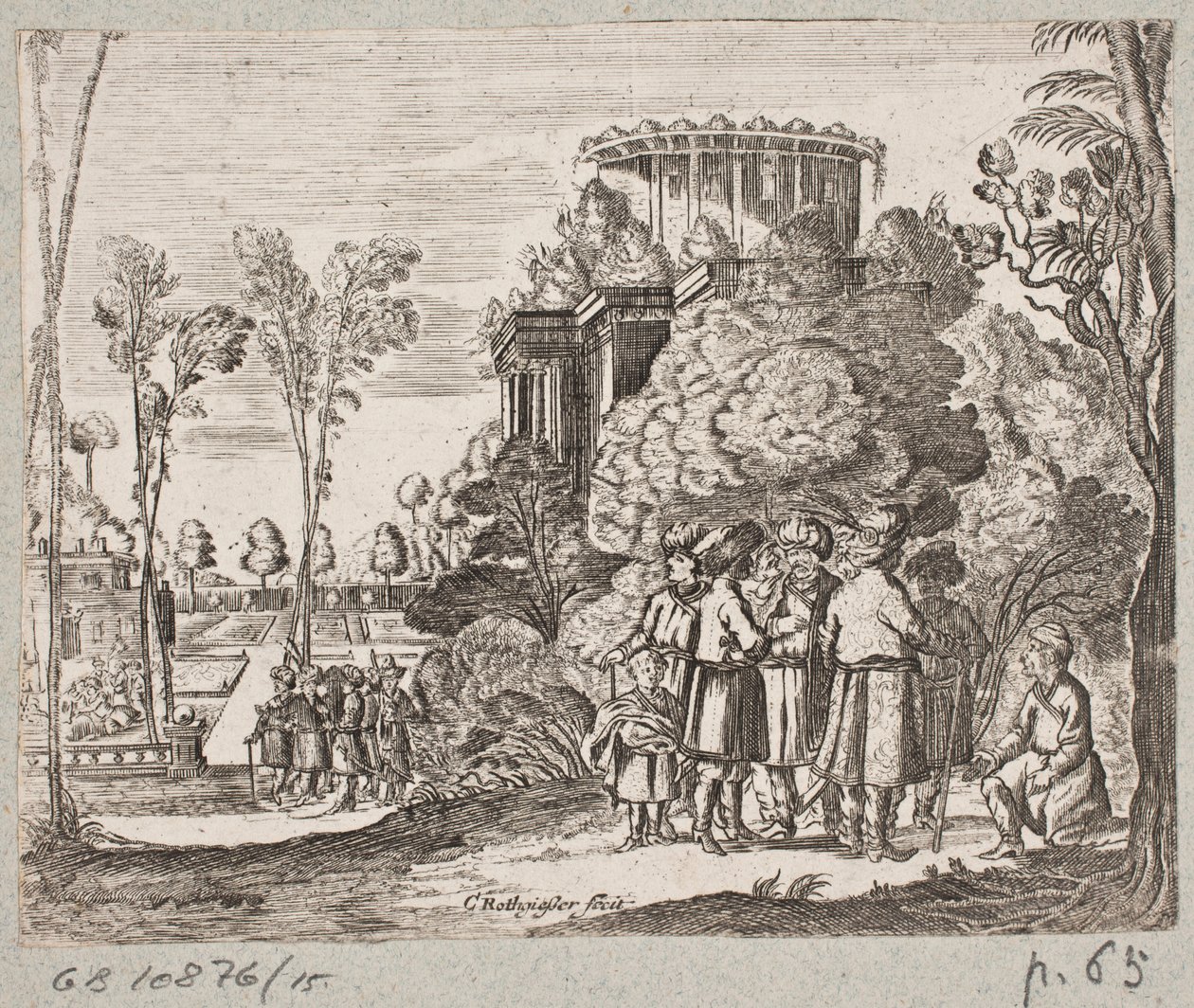 Illustratie voor Adam Olearius, “Persianischer Rosenthal von einem Sinnreichen Poeten Schich Saadi […]”, Schleswig 1660 door Christian Rothgiesser