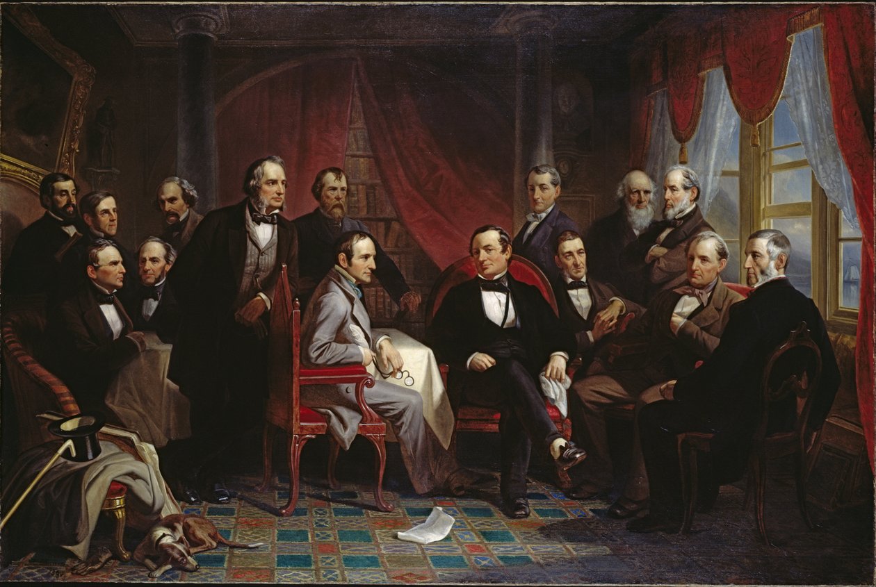 Washington Irving en zijn literaire vrienden in Sunnyside door Christian Schussele