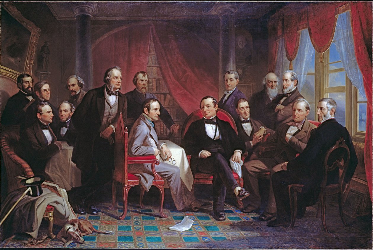 Washington Irving en zijn literaire vrienden in Sunnyside door Christian Schussele