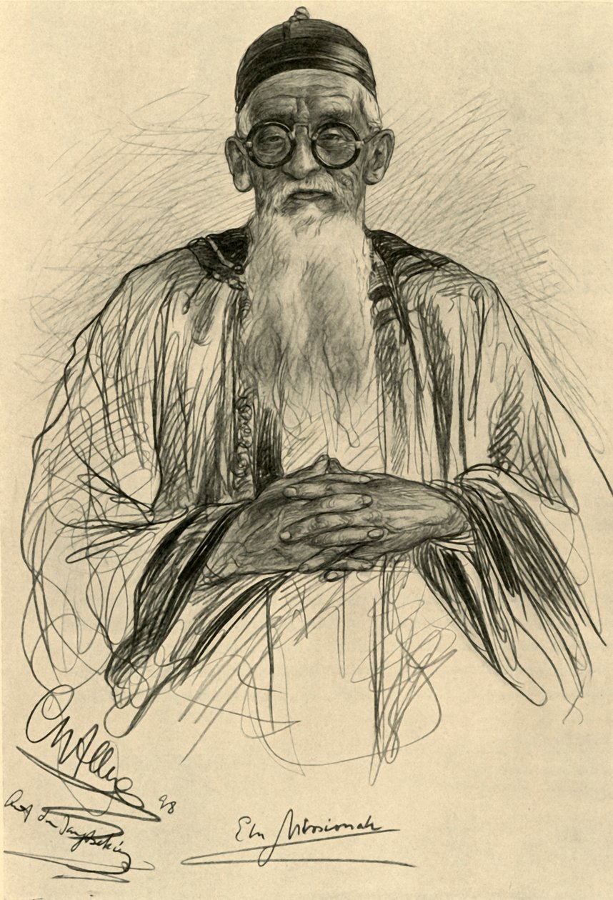 Chinese man met bril, 1898 door Christian Wilhelm Allers