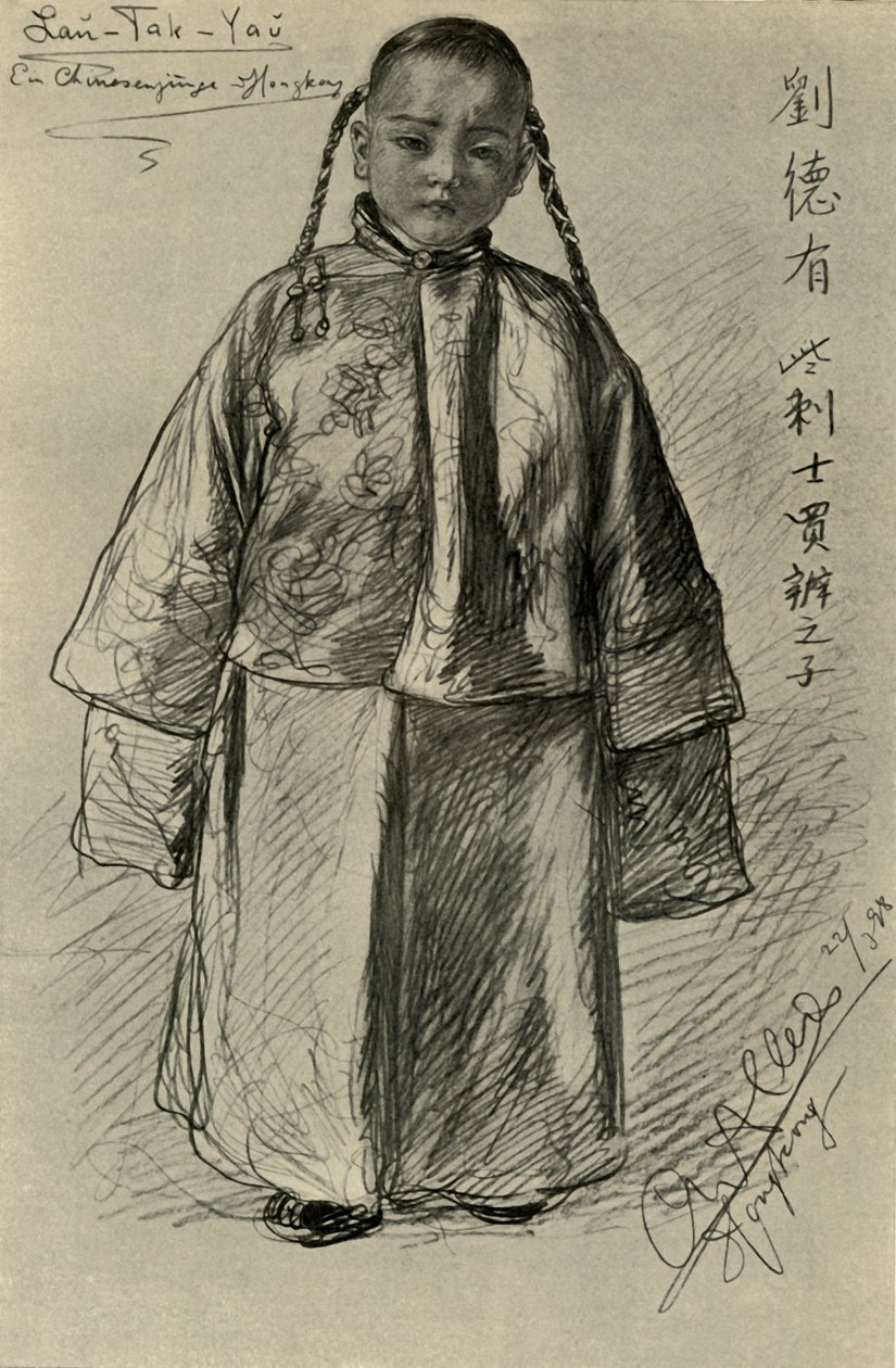 Lan-Tak-Yau - Chinese jongen, Hong Kong door Christian Wilhelm Allers