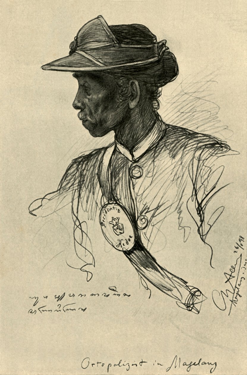 Politieagent, Magalang, Java, 1898 door Christian Wilhelm Allers