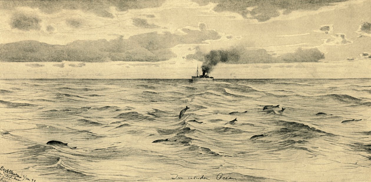 Stoomschip op de Indische Oceaan door Christian Wilhelm Allers
