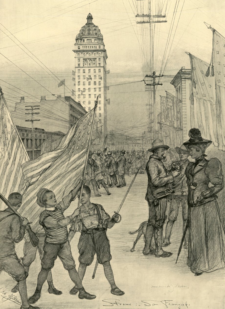Straatscène in San Francisco, VS, 1898 door Christian Wilhelm Allers