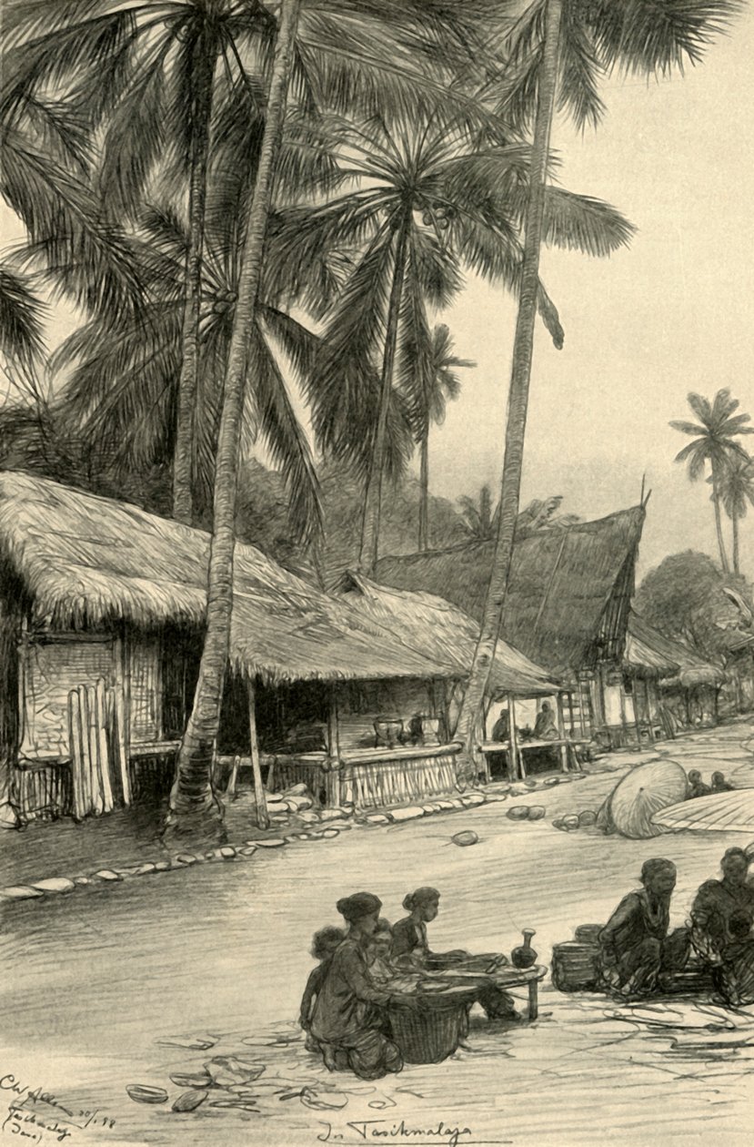 Straatscène in Tasikmalaya, Java, 1898 door Christian Wilhelm Allers