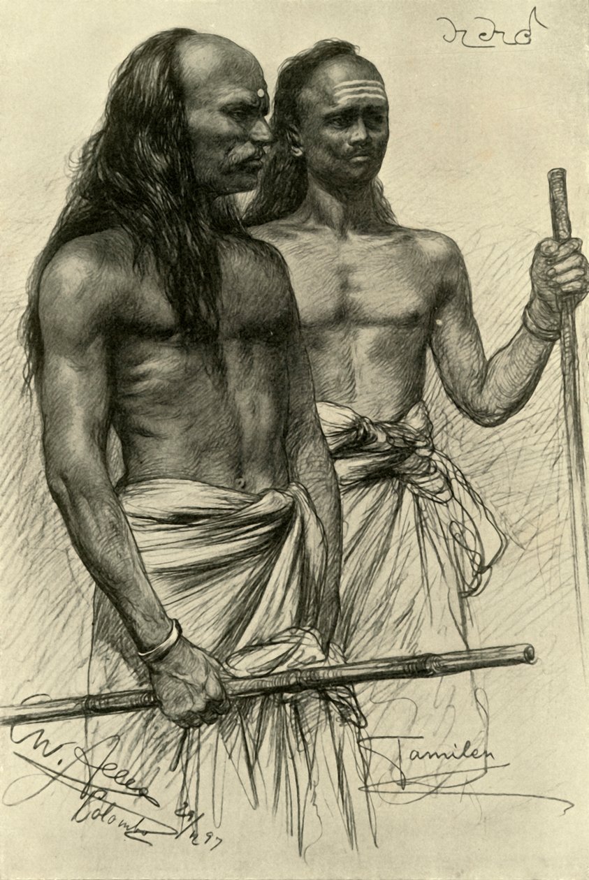 Tamil mannen, Colombo, Ceylon, 1898 door Christian Wilhelm Allers