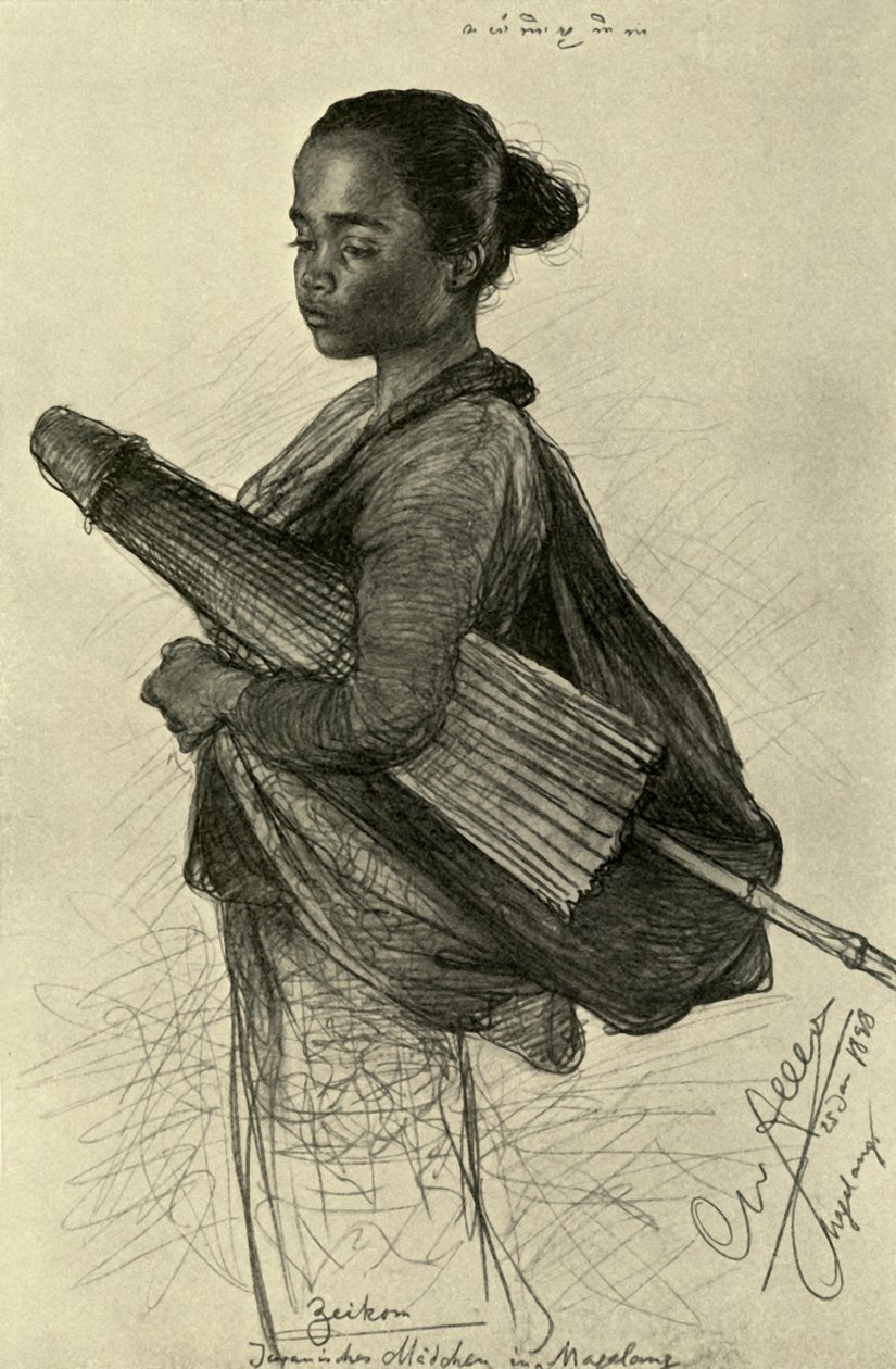 Jonge vrouw met parasol, Magalang, Java door Christian Wilhelm Allers