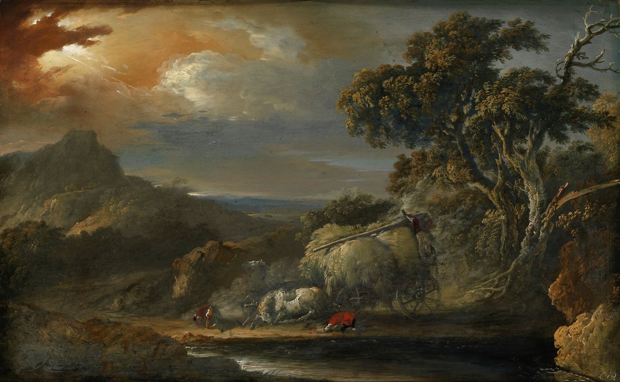Stormachtig landschap door Christian Wilhelm Ernst Dietrich