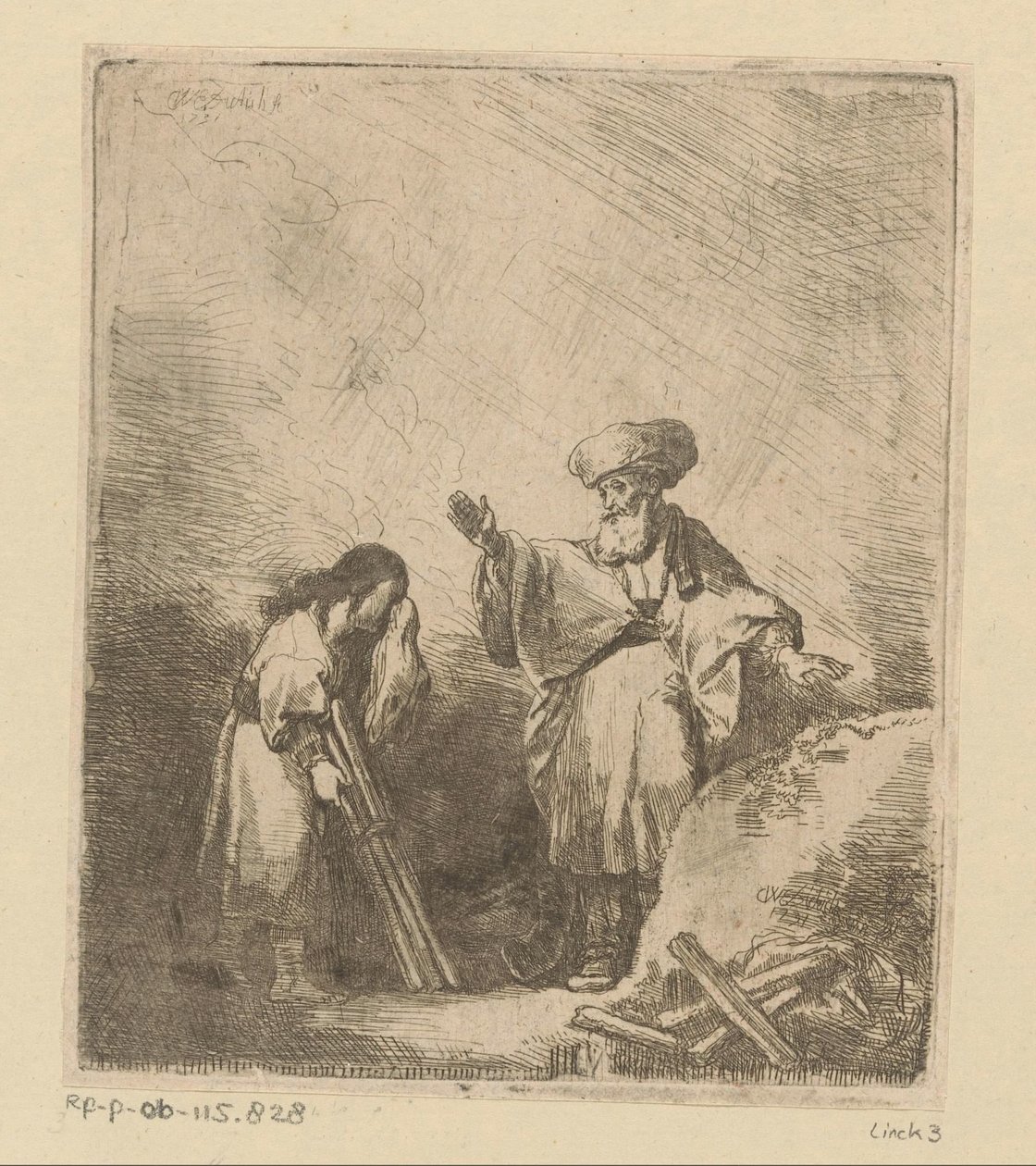 Abraham spreekt tot Isaak voorafgaand aan het offer door Christian Wilhelm Ernst Dietrich