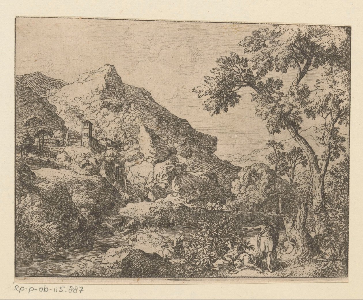 Arcadisch berglandschap door Christian Wilhelm Ernst Dietrich