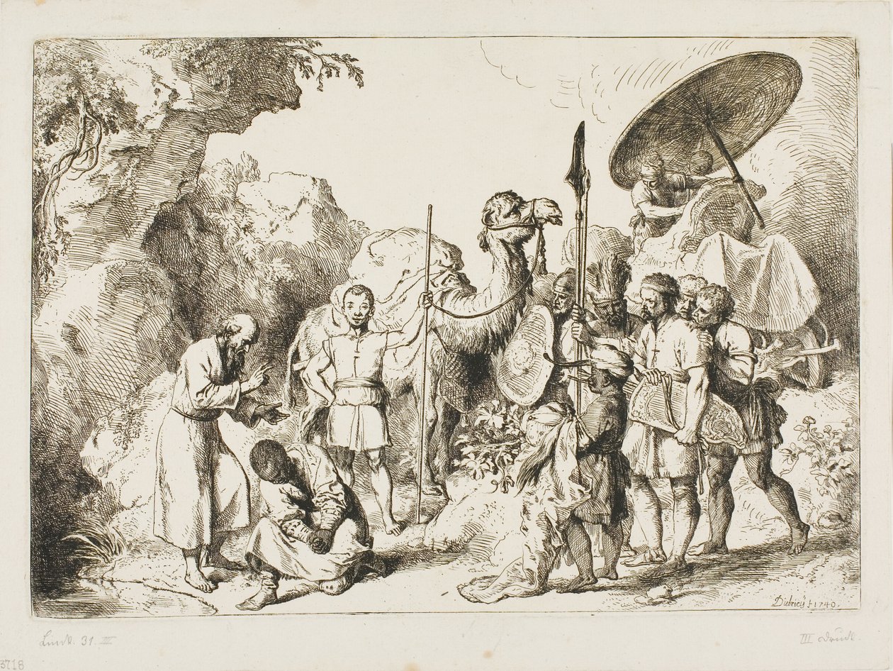 Doop van de kamerheer van koningin Candace van Ethiopië door Christian Wilhelm Ernst Dietrich