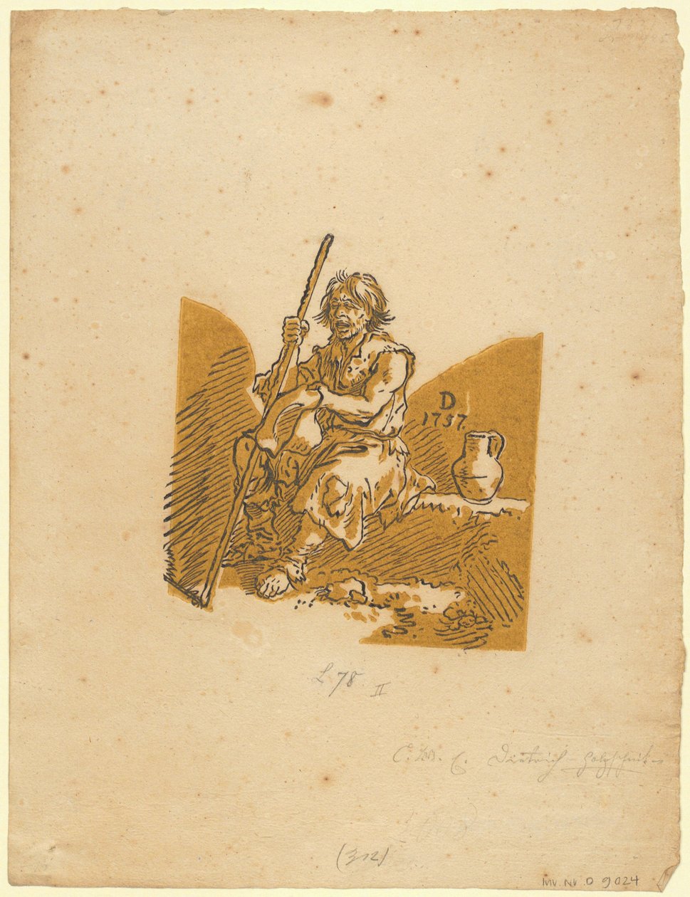 Blinder Bettler door Christian Wilhelm Ernst Dietrich