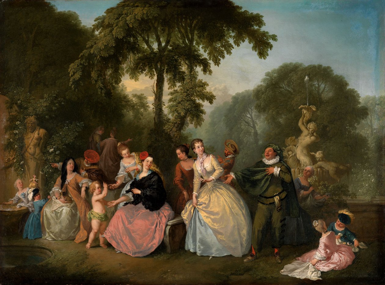Gezelschap in het park door Christian Wilhelm Ernst Dietrich