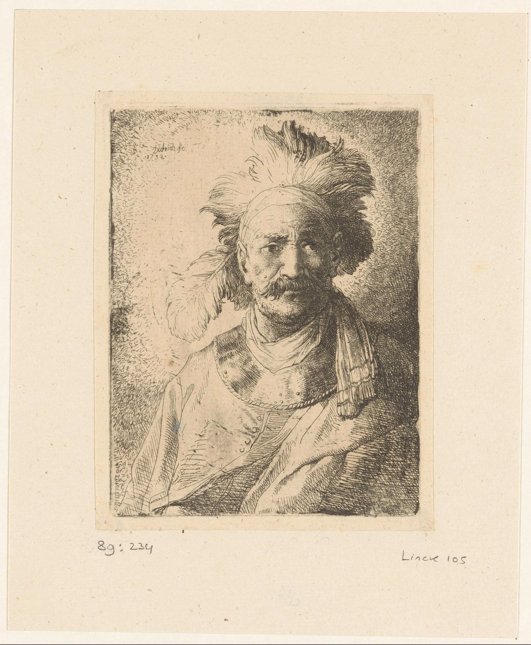 Oude man met verentooi door Christian Wilhelm Ernst Dietrich