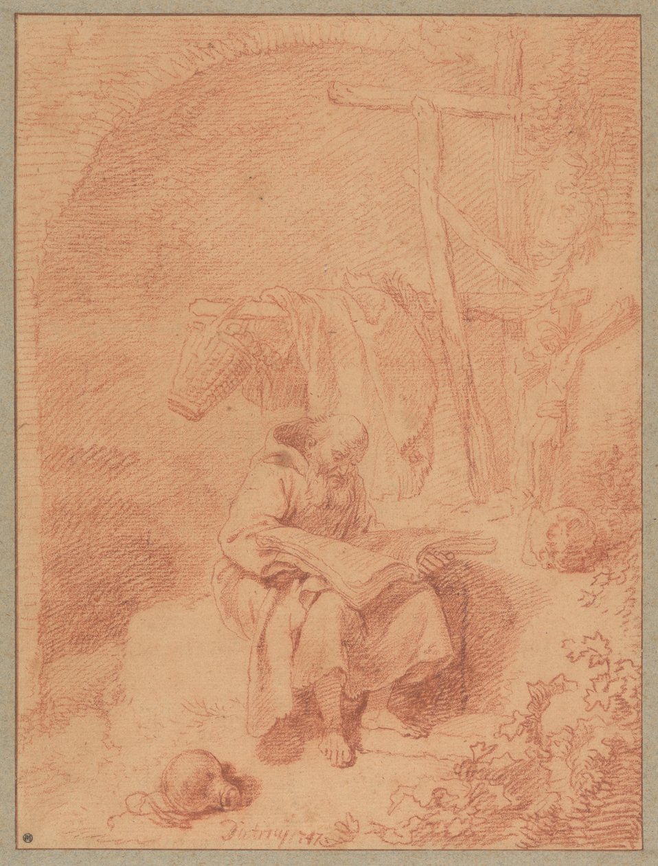 Der heilige Franziskus beim Lesen door Christian Wilhelm Ernst Dietrich