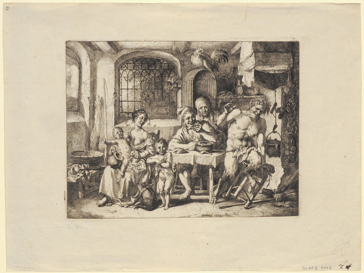 Satyr bij de boer door Christian Wilhelm Ernst Dietrich