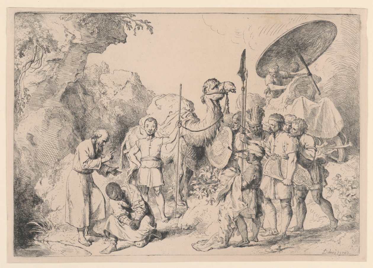 St. Philippus Doopt de Ethiopiër door Christian Wilhelm Ernst Dietrich