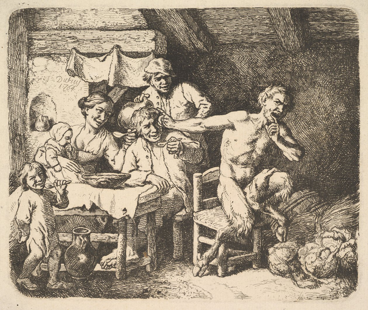 De sater en de boer, 1764 door Christian Wilhelm Ernst Dietrich